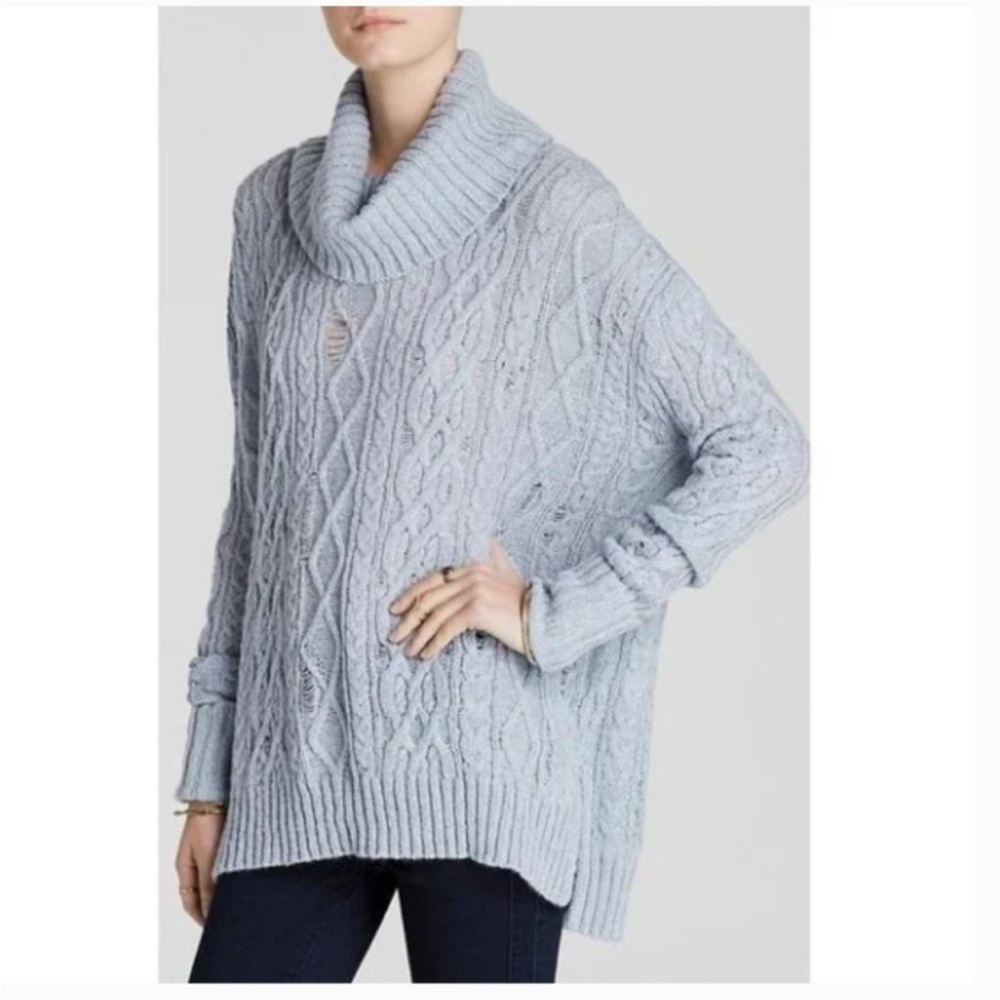 Free People Complex Cowl Neck Rip & Repaired Sweater - Picture 3 of 9